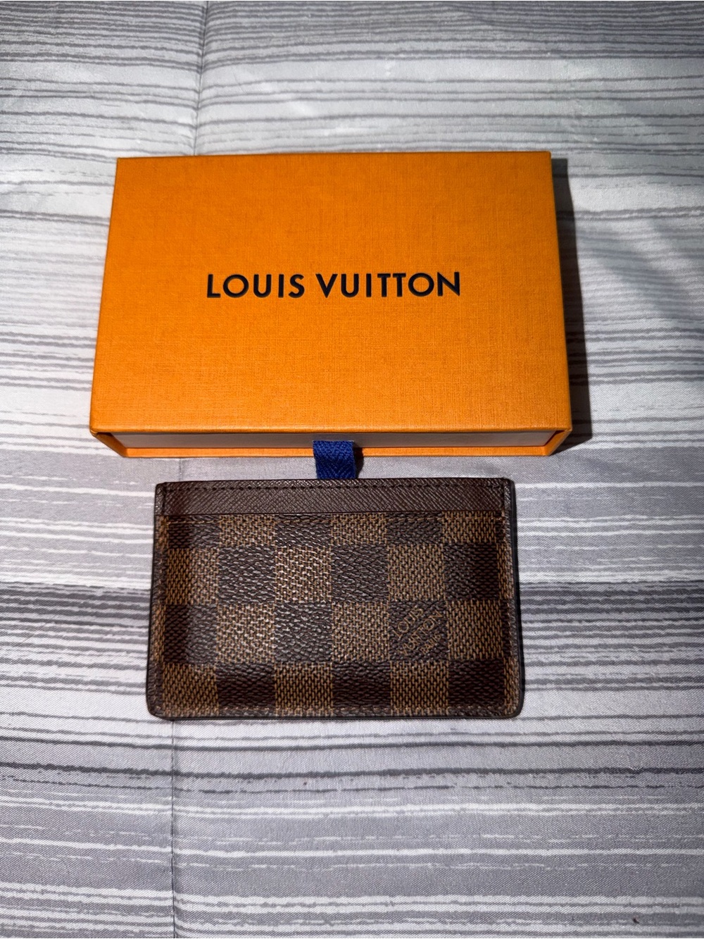 Louis Vuitton Brown Damier Ebene Cardholder with Orange Box